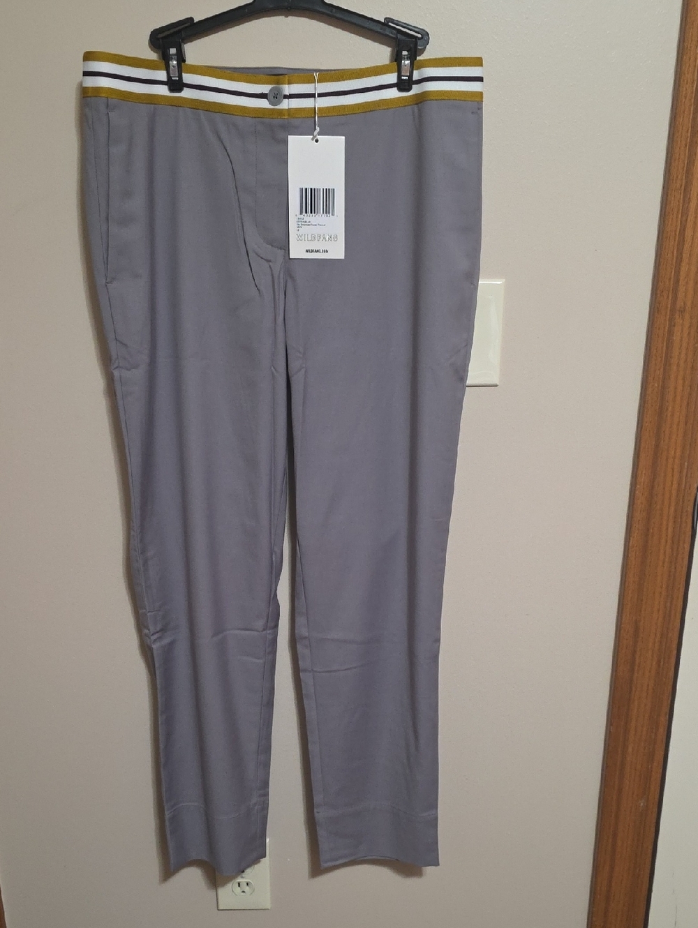 Wildfang Gray Chinos with Striped Waistband